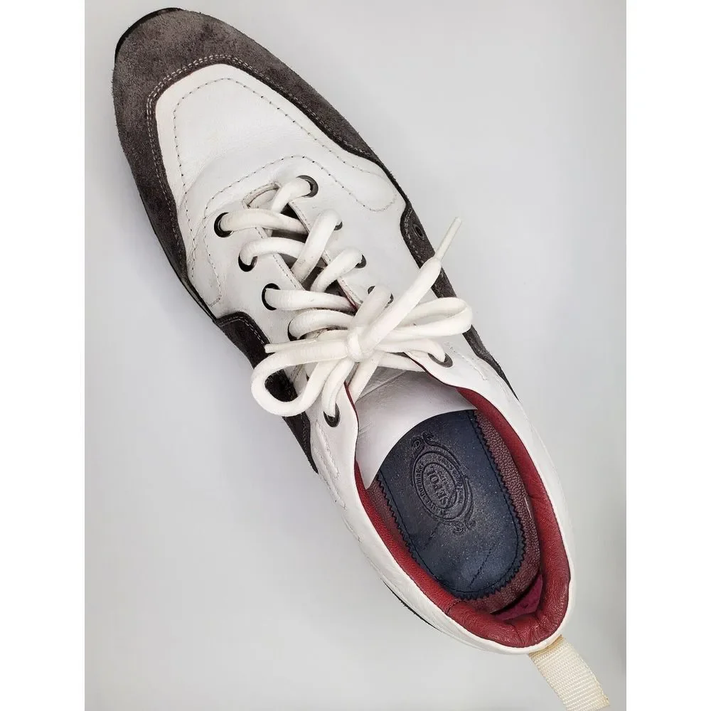 Sepol Luxury Hand Made Leather Sneakers‎ Men's 42 8.5 White Gray Black